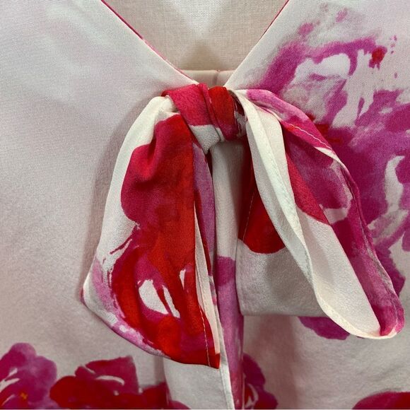 Ladies Amanda Uprichard Whote with Pink Floral With Scalloped Bow Back Large - Picture 10 of 11